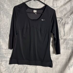 Nike shirt Women's Long Sleeve Black athletic top shirt tee  small mesh details
